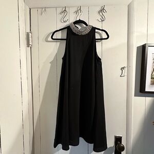 ANTHROPOLOGIE Elegant Black Dress with Embellished Collar